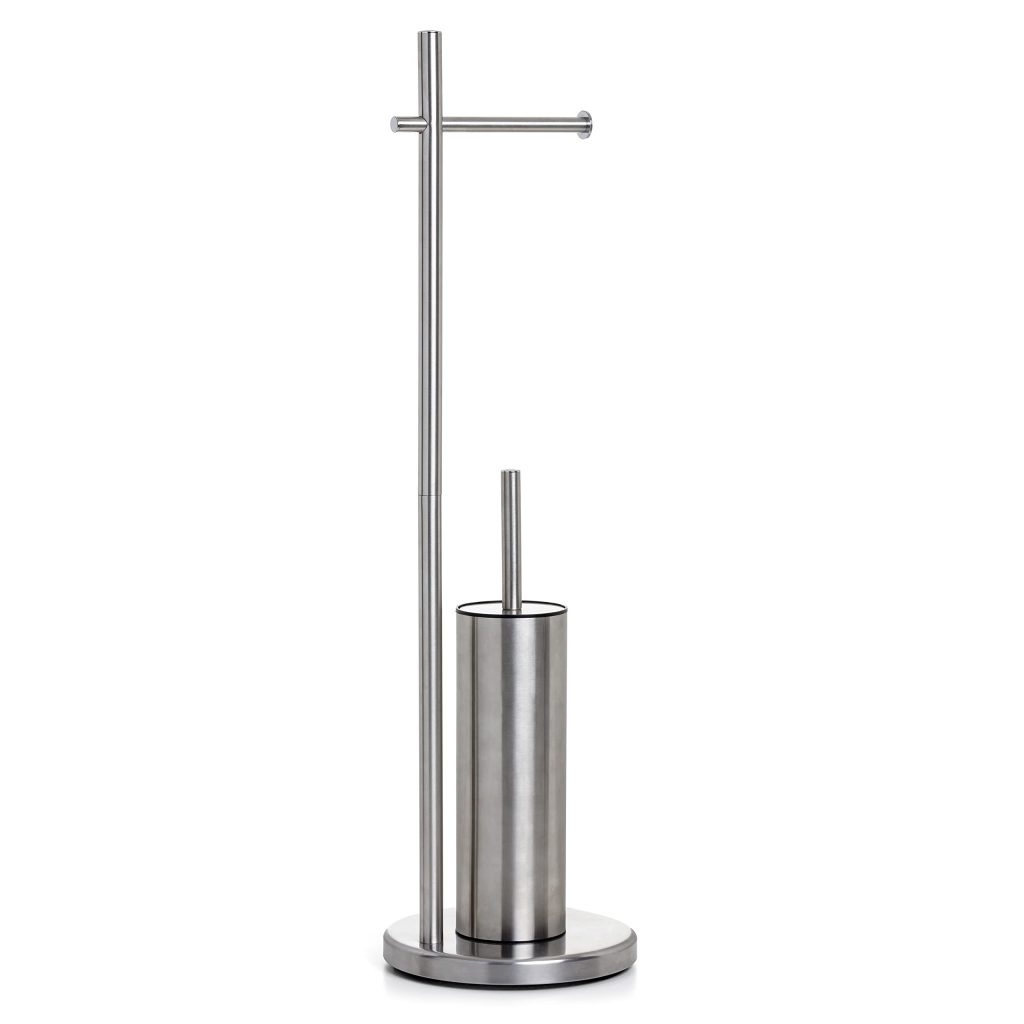 TATAY Support Papier Toilette sur Pied avec Brosse WC Intégrée | Design Acier Inoxydable, Base Lestée Stable | Accessoire Salle de Bain Moderne