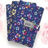 Carnet de Notes Ligné en Cuir PU avec Serrure à Combinaison - Motif Floral Coloré