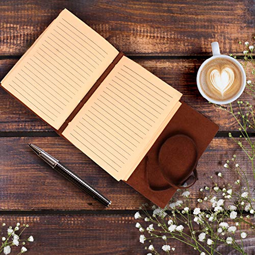 Moonster® Carnet en Cuir Véritable Ligné avec Cœur en Relief - Journal Intime 400 Pages - Cadeau Femme Idéal