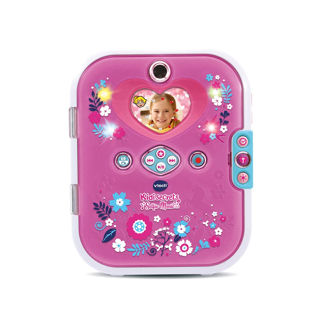 VTech KidiSecrets Selfie Music 2.0 Rose : Journal Intime Électronique 8-en-1 avec Reconnaissance Faciale et Appareil Photo - Cadeau Enfant 6-12 Ans