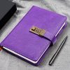 WEMATE Journal Intime à Code PIN, A5 Carnet en Cuir PU Vintage avec Serrure, 240 Pages Rechargeables, Idéal pour Garçons et Filles, Bureau et École, Violet