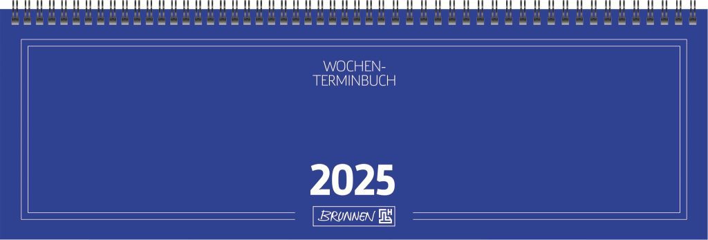 Agenda Brunnen 775 - Année 2025, Format Horizontal, 2 Pages par Semaine, Couverture Carton Bleue