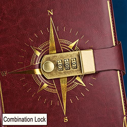 Carnet de Voyage Secret avec Serrure et Code - Journal Intime en Cuir Synthétique Rechargeable pour Filles et Étudiants - Idéal Cadeau Anniversaire
