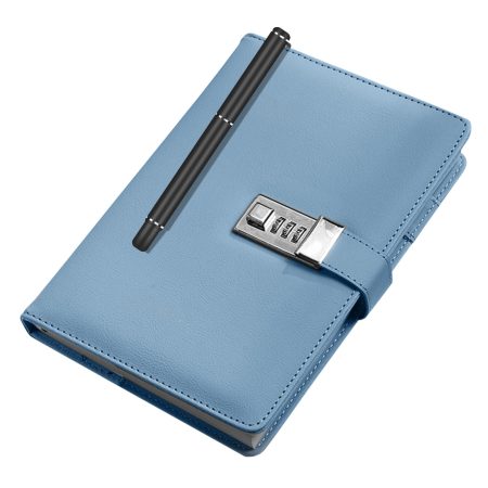 Journal Intime à Code avec Serrure en Cuir PU - Carnet de Voyage Ligné Rechargeable 224 Pages A5