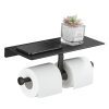 Gricol Porte Rouleau Papier Toilette Noir avec Étagère - Installation Facile sans Perçage