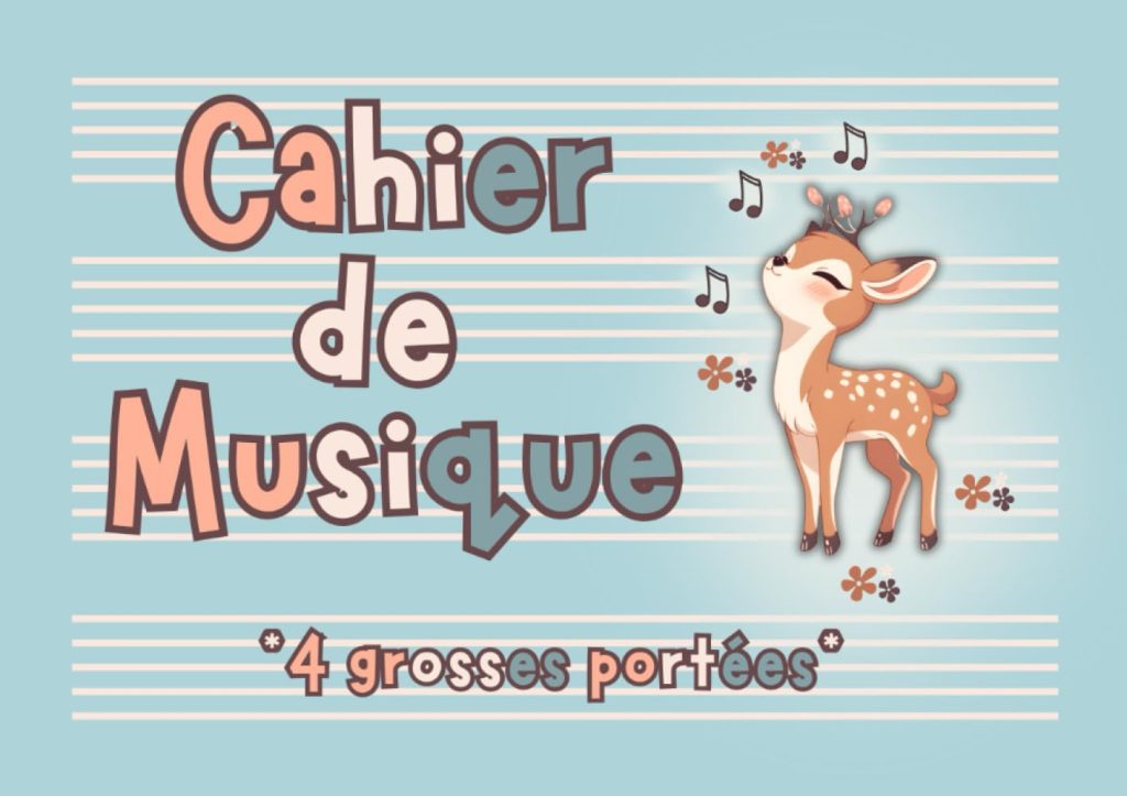 Cahier de Musique 4 Grosses Portées A5+ pour Enfants et Débutants - 110 Pages de Partitions Vierges