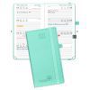 POPRUN Agenda de Poche 2025-2026 : Semainier 16,5 x 9 cm, 17 Mois, Couverture Rigide PU Cuir, Papier 80g/m², Idéal Étudiant, Menthe Verte