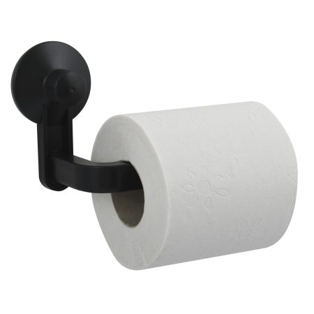 MSV Porte Rouleau WC ou Serviettes à Ventouse en PVC Noir - Installation Facile et Design Moderne