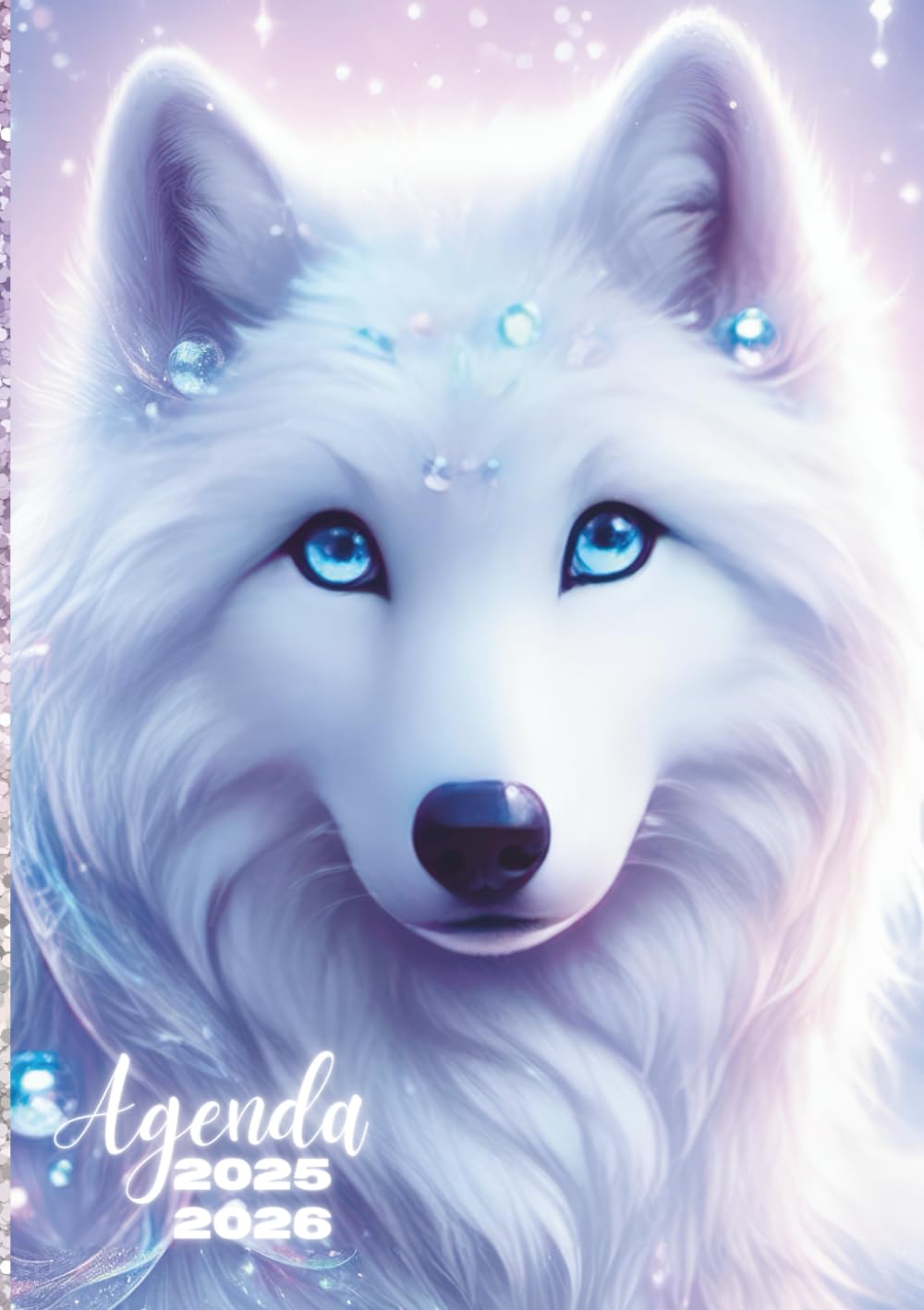 Agenda Scolaire 2025-2026 Journalier Loup Blanc Parme Violet - 1 Jour par Page, 12x17 cm - Idéal CP à Collège