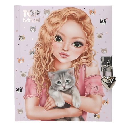 TOPModel Journal Intime avec Cadenas Cœur - Violet, Chat, 192 Pages Lignées