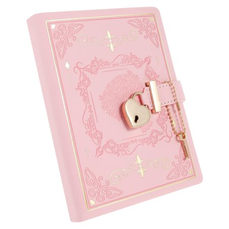 Carnet B6 à Serrure Cœur, 288 Pages Lignées Rechargeable, Journal Fleuri pour Filles et Femmes - Idée Cadeau Rose