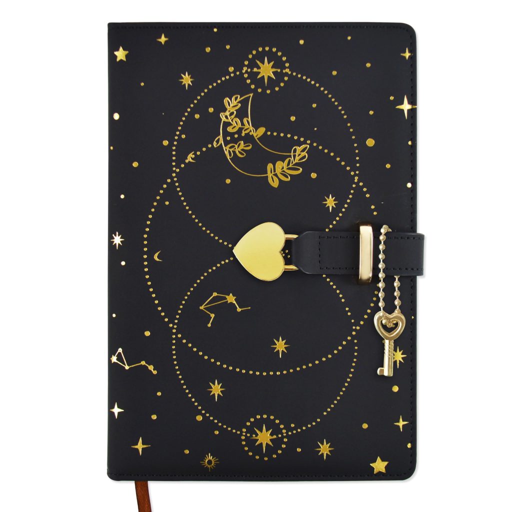 Mlife Cahier A5 Journal Secret avec Cadenas Cœur, 192 Pages 100g/m², Carnet Personnel pour Enfants et Adultes (Noir)