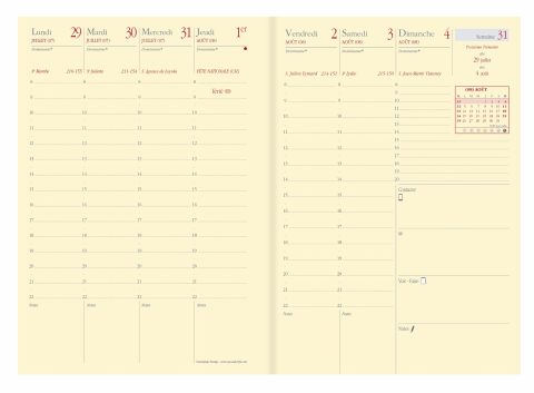Recharge Agenda Quo Vadis 2026-2027 Prestige - Semainier Universitaire Français 13 Mois 10x15 cm