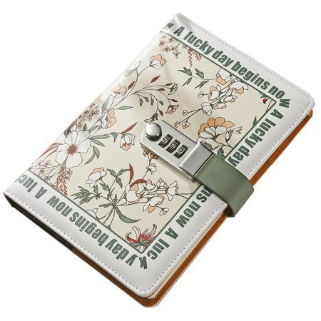 Tanou Journal Intime A5 Cuir PU Floral avec Cadenas à Combinaison - 200 Pages Lignées