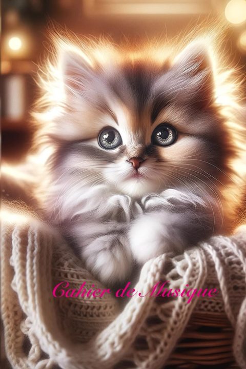 Cahier de Musique : 105 Pages, 9 Portées par Page, Rappels de Clés et Altérations, Couverture Adorable de Chaton