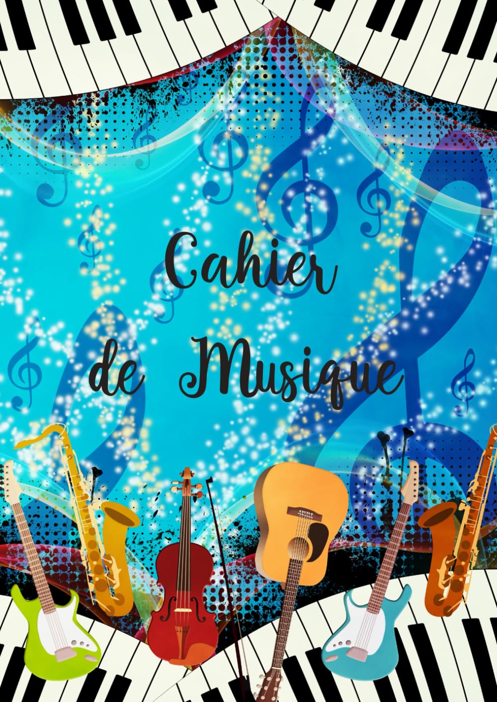 Cahier de Musique 150 Pages - 13 Portées par Feuille - Format A4