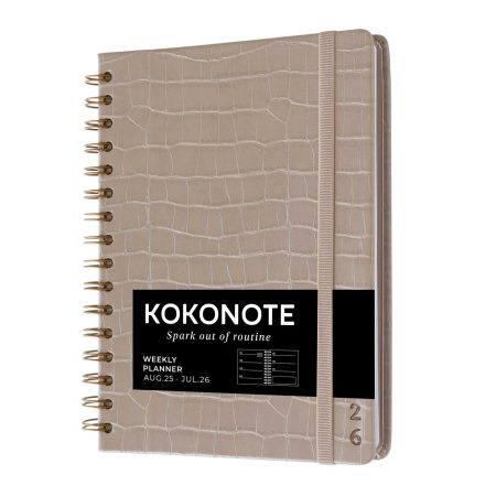 Kokonote Agenda Scolaire 2025-2026 Semainier A5 Caiman Gray - Planificateur Hebdomadaire Étudiant