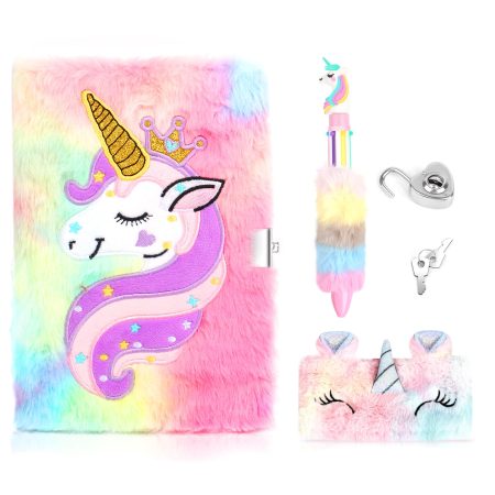 Journal Intime Fille avec Cadenas, Cahier Secret Licorne A5, Coffret Cadeau Complet avec Trousse et Stylos