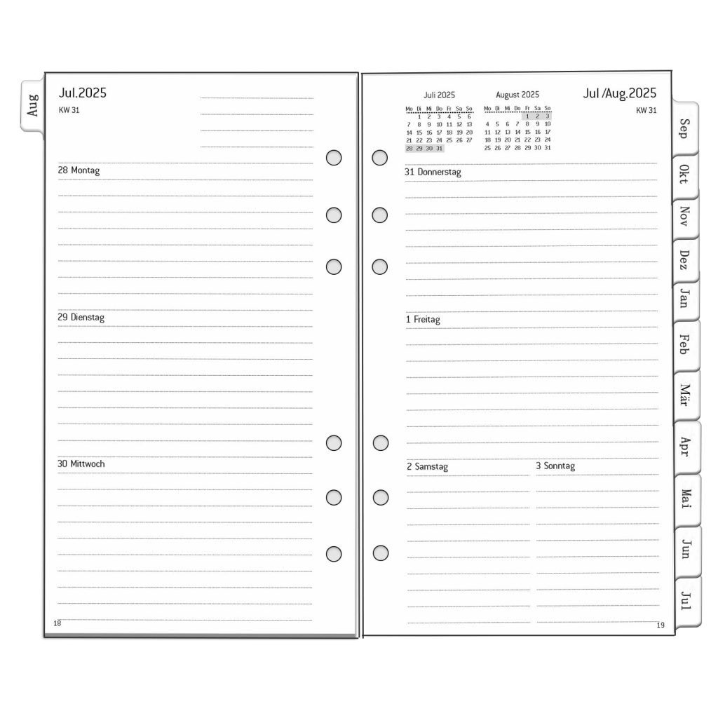 Planificateur Hebdomadaire A6 Personnalisé 2025-2026 : 1 Semaine sur 2 Pages, Notes, Contacts, Papier 100g/m², 95x171mm