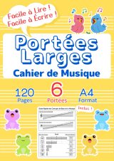 Cahier de Musique pour Enfants - Apprentissage Ludique avec Portées Larges - Format A4 - 120 Pages - Jaune