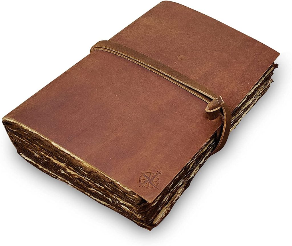 WANDERINGS Journal en Cuir Vintage Fait Main – Format 13x18 cm – Papier Antique Ponté – Idéal Écriture, Journal Intime, Notes, Dessin
