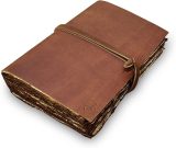 WANDERINGS Journal en Cuir Vintage Fait Main – Format 13x18 cm – Papier Antique Ponté – Idéal Écriture, Journal Intime, Notes, Dessin