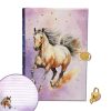 Moses. Chevaux - Journal Intime avec Cadenas Cœur, 192 Pages Lignées, Finition Feuille d'Or, Poche de Rangement, Cadeau Idéal pour Amoureux des Chevaux