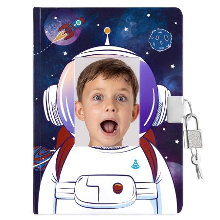 WERNNSAI Journal Intime Garçon 6-12 Ans avec Cadenas - Carnet Secret Thème Spatial Astronaute A5, 120 Pages - Cadeau Anniversaire École Vacances