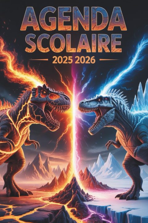 Agenda Scolaire 2025 2026 Dinosaure A5 : Planificateur pour Garçons et Lycéens - 2 Jours par Page