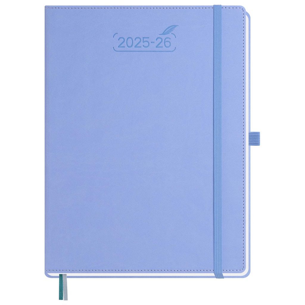 Agenda 2026 Semainier A4 Couverture Rigide Cuir PU Bleuet - Planificateur Annuel et Mensuel