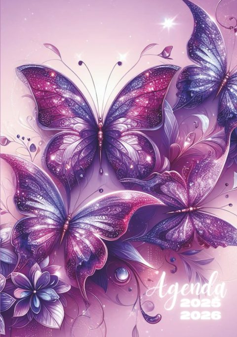 Agenda Scolaire 2025-2026 : Un Jour par Page, Papillon et Fleurs, Format 12x17 cm, Idéal Primaire à Université