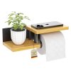 ElbFuchs® Porte Papier Toilette Mural en Bambou - Design Élégant avec Étagère Intégrée - Installation Facile sans Percage - Noir