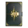 Carnet de Notes Intime en Cuir PU avec Serrure à Combinaison - Modèle Boussole Vert A5