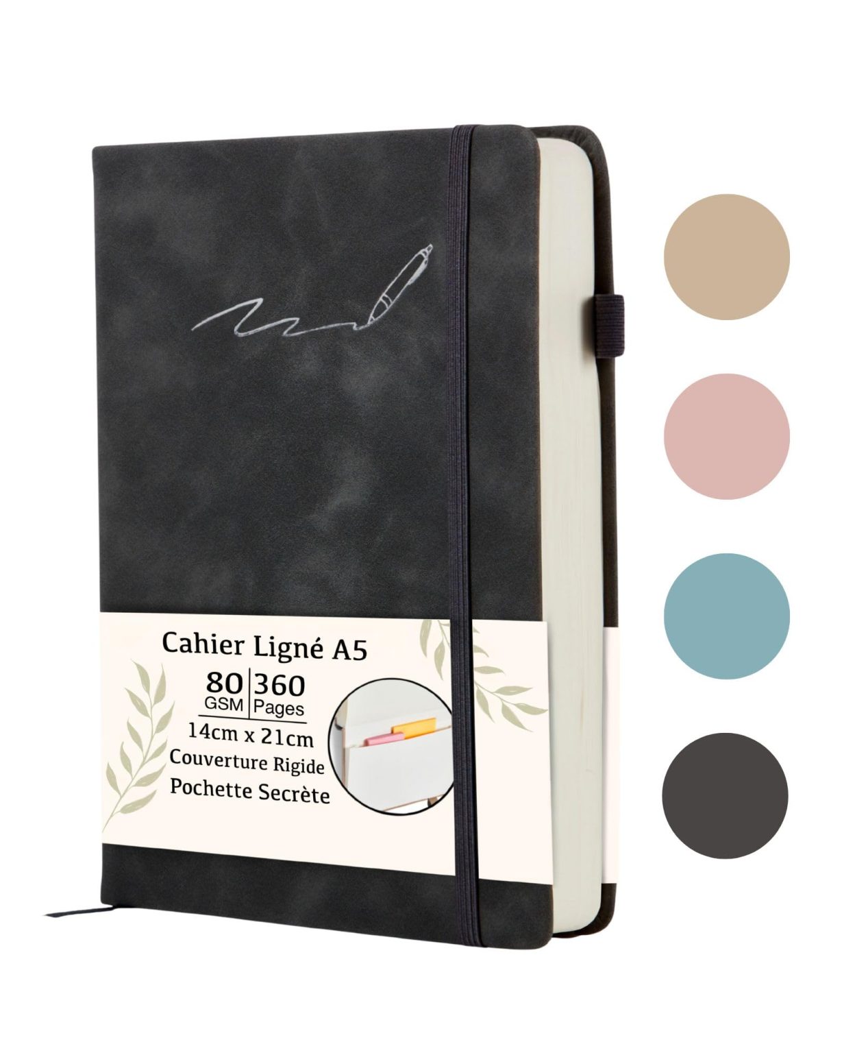 Carnet Intime A5 Ligné - 360 Pages Premium Cuir PU, Agenda, Cahier d'écriture - Cadeau Polyvalent Homme Femme