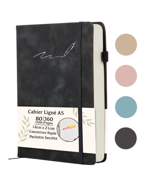 Carnet Intime A5 Ligné - 360 Pages Premium Cuir PU, Agenda, Cahier d'écriture - Cadeau Polyvalent Homme Femme