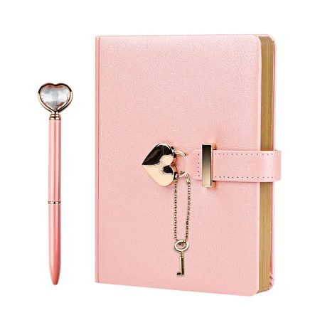 Relota Journal Intime Fille avec Cadenas Cœur - Carnet Secret PU Cuir B6 avec Stylo Diamant et Clé - Idéal Cadeau Fille