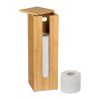 Relaxdays Porte-Papier Toilette en Bambou Naturel - Rangement Autonome pour 4 Rouleaux