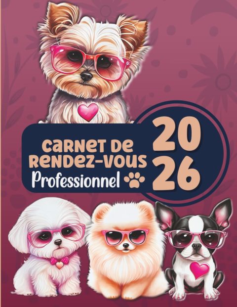 2026 Carnet de Rendez-Vous pour Salon de Toilettage : Agenda Professionnel Complet pour Toiletteurs Canins et Félins