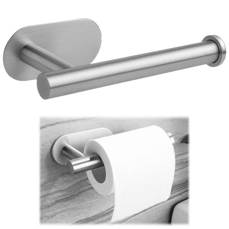 Porte Rouleau Papier Toilette Autocollant Acier Inoxydable Frein Dérouler Argenté