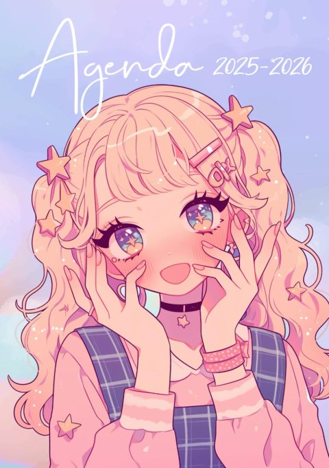 Agenda Scolaire 2025-2026 Fille Kawaii Manga - Journalier A5 (12x17cm) - Collège, Lycée, Étudiant - Anime, Kpop, Cute & Mignon