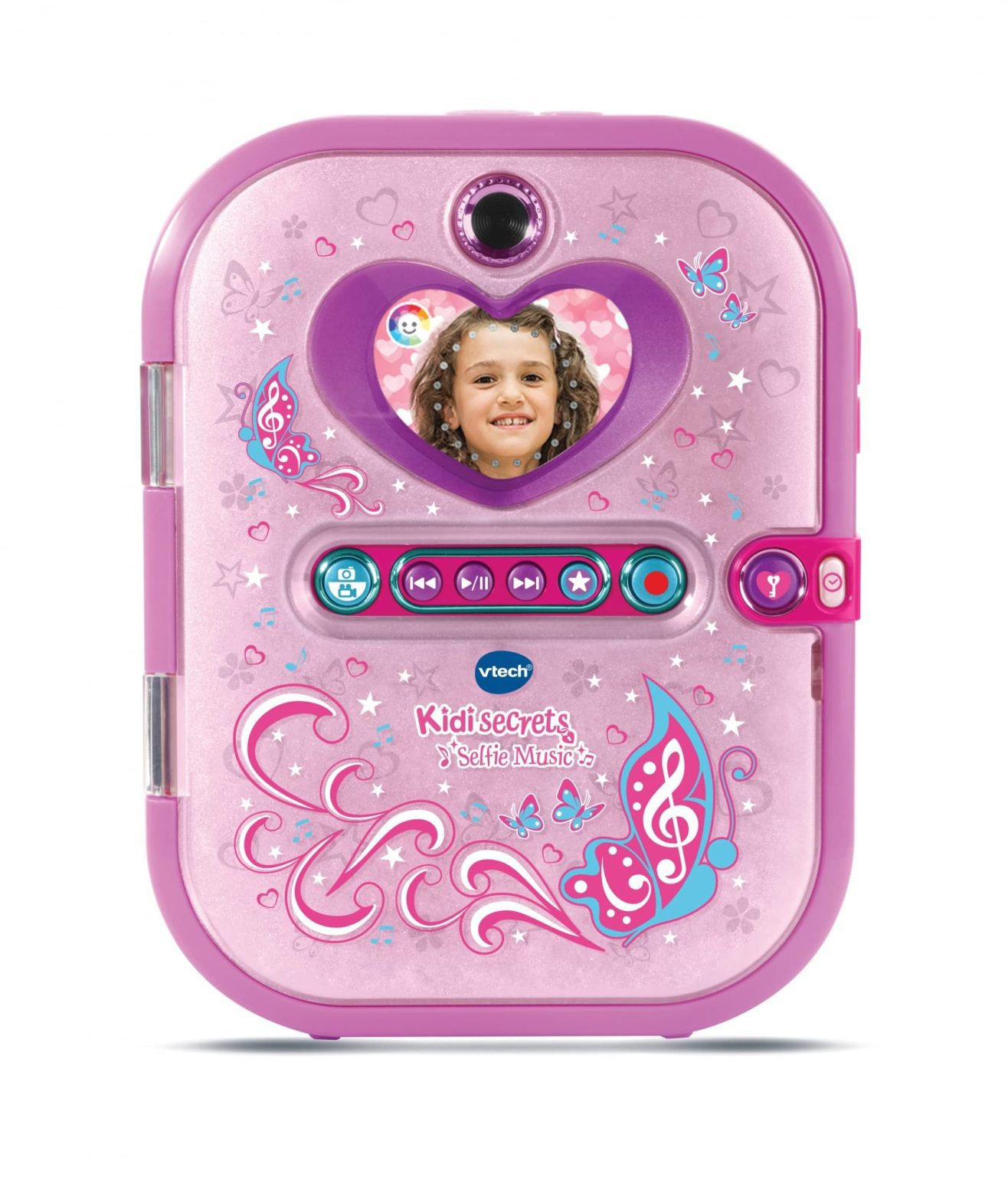 VTech KidiSecrets Selfie Music Rose : Journal Intime Électronique 7-en-1 avec Reconnaissance Faciale, Appareil Photo & Vidéo, Jeux Éducatifs