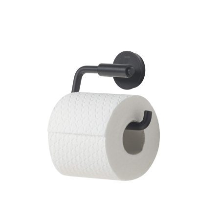 Porte-Rouleau Papier Toilette Mural Noir Mat avec Anneaux Décoratifs Amovibles - Design Élégant pour Salle de Bain