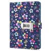 Carnet de Notes Ligné en Cuir PU avec Serrure à Combinaison - Motif Floral Coloré