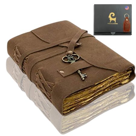 URBAN LEATHER Carnet Vintage en Cuir, Journal Non Ligné pour Écriture et Dessin, 18x13 cm