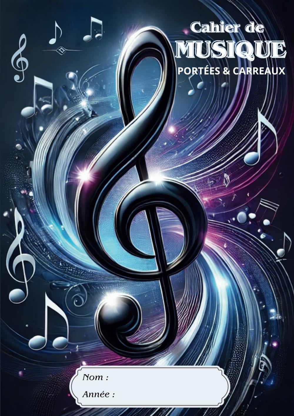 Cahier de Musique A4 - 110 Pages Partition et Solfège avec 12 Portées, Idéal pour Composition et Étude Musicale