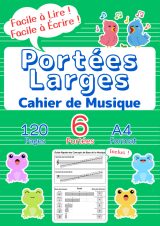 Cahier de Musique pour Enfants - Apprentissage Musical Ludique - Format A4 - 6 Portées Larges - Guide Débutant - Vert