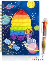 Carnet Secret Garçon Fusée Fidget Pop avec Stylo Multicolore - Journal Intime A5 Ligné, 80 Feuilles, Cadeau Idéal 5-10 Ans
