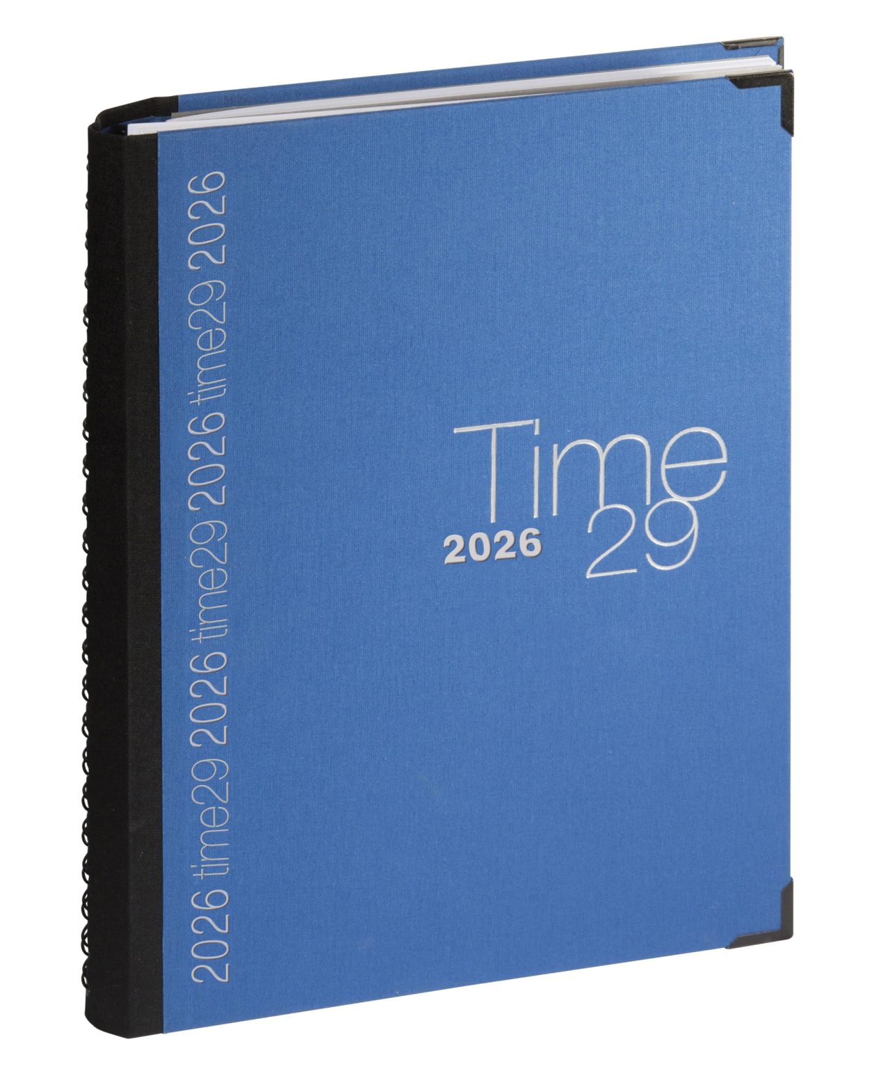 Agenda Journalier Exacompta Time 29S Spiralé Toile Bordée Bleu - Année 2026
