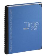 Agenda Journalier Exacompta Time 29S Spiralé Toile Bordée Bleu - Année 2026