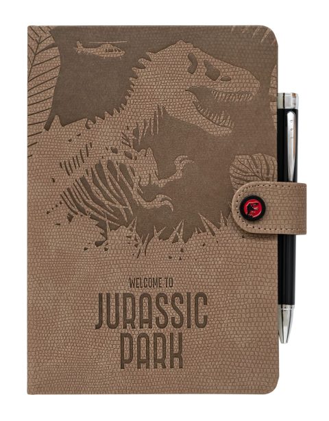 Carnet de Notes A5 Jurassic Park avec Stylo Inclus - Design Pointillé, Couverture Rigide et Fermeture Magnétique